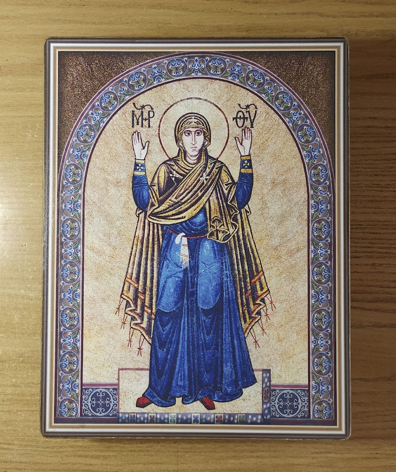 Oranta, Unbreakable Wall, Icon of the Mother of God, handmade copy of an ancient Orthodox icon image 1