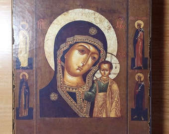 Handmade Our Lady of Kazan Icon, Orthodox Art