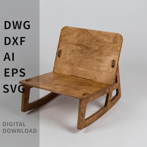 Wooden Rocking Chair CNC Cutting File, Birch Plywood Plan, DIY Nomadic Furniture, Digital Download
