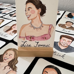 Custom guest portraits | Personalized guests place card | custom portraits placed card | wedding guest placement card