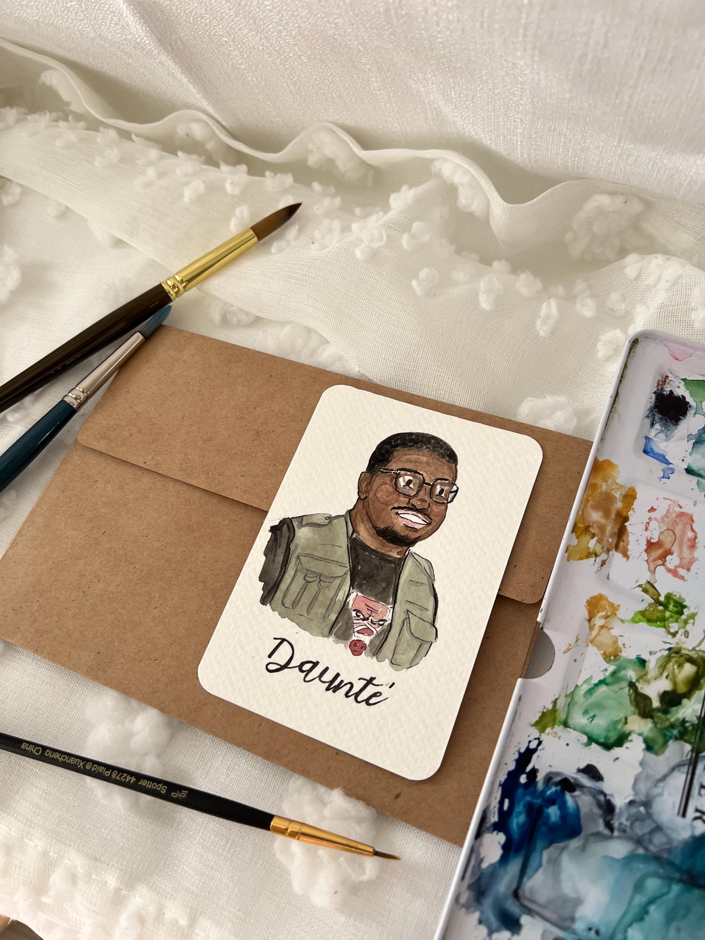 Custom Hand-painted Watercolor Portrait Place Cards - Personalized Name ...