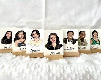 Custom Hand-Painted Watercolor Portrait Place Cards - Personalized Name Cards for Weddings, Events, Gifts | Custom Illustrated Guest