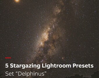 5 Stargazing Lightroom Presets - Set "Delphinus". Night Sky and Milky Way Astrophotography Presets for Lightroom.