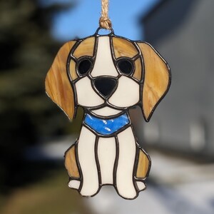 Vitral de perro, Cachorro gracioso, Atrapasol, Regalo para un amante de los perros, Vitral de animales