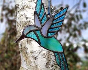 Hummingbird Stained Glass, Suncatcher, Raamkleden, Bird Home decor, Natuur decor