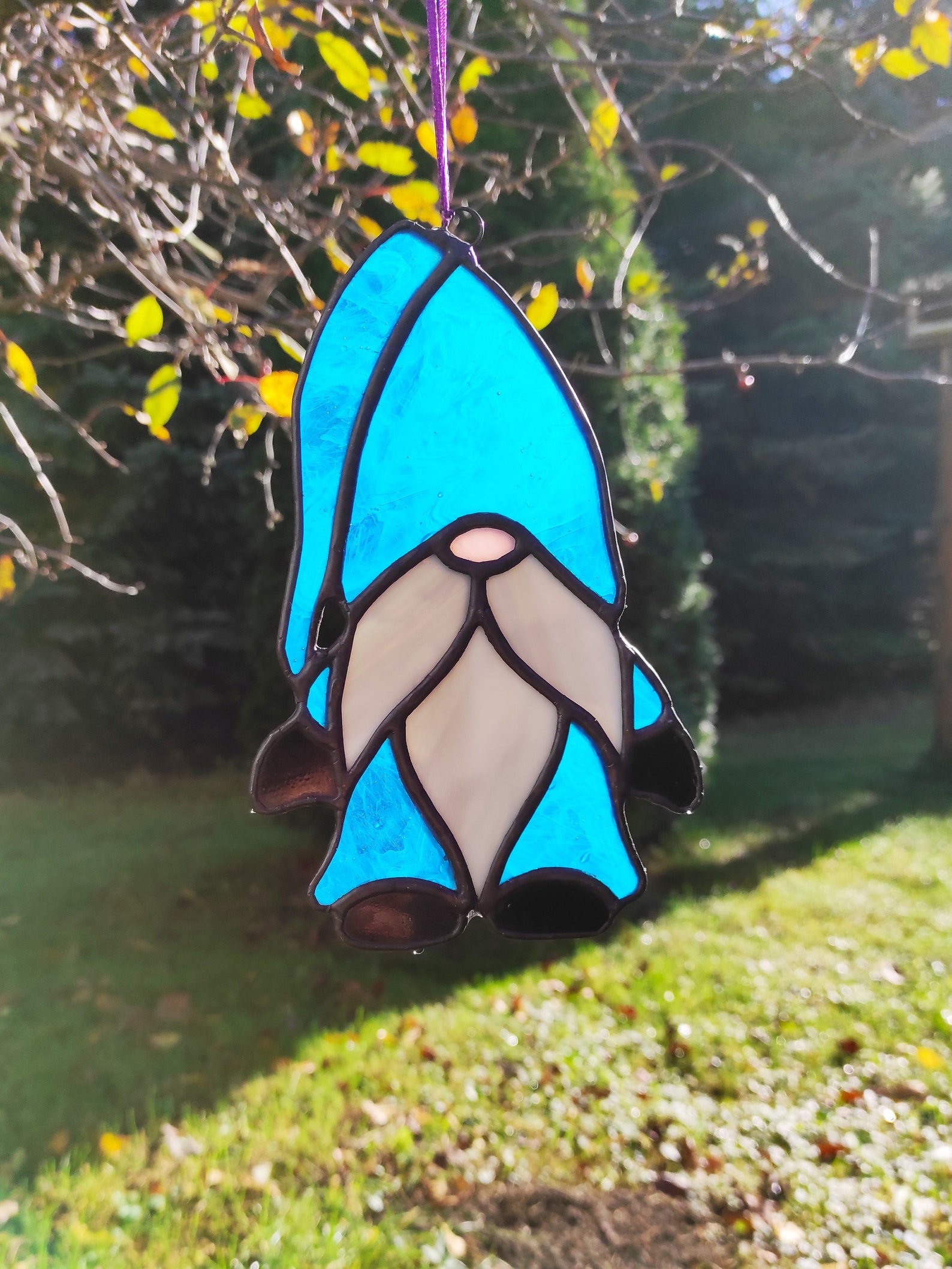 Stained Glass Gnome Suncatcher. Window Ornament Gnomes Glass Etsy