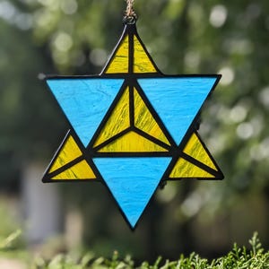 Merkabah Stained glass, Merkabah SunCatcher, Star Tetrahedron
