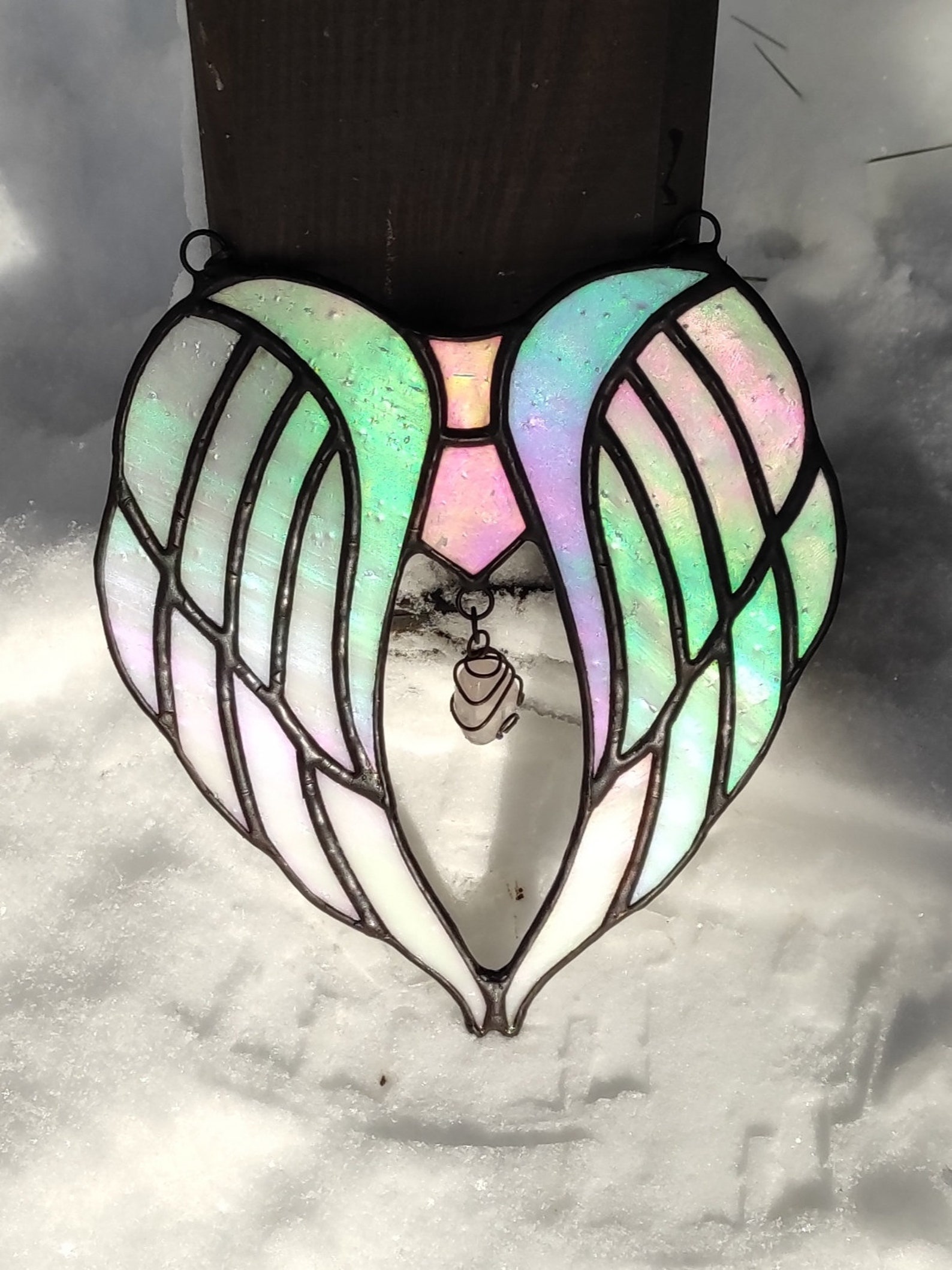 Stained glass angel wings Suncatcher Wall hanging Home glass Etsy