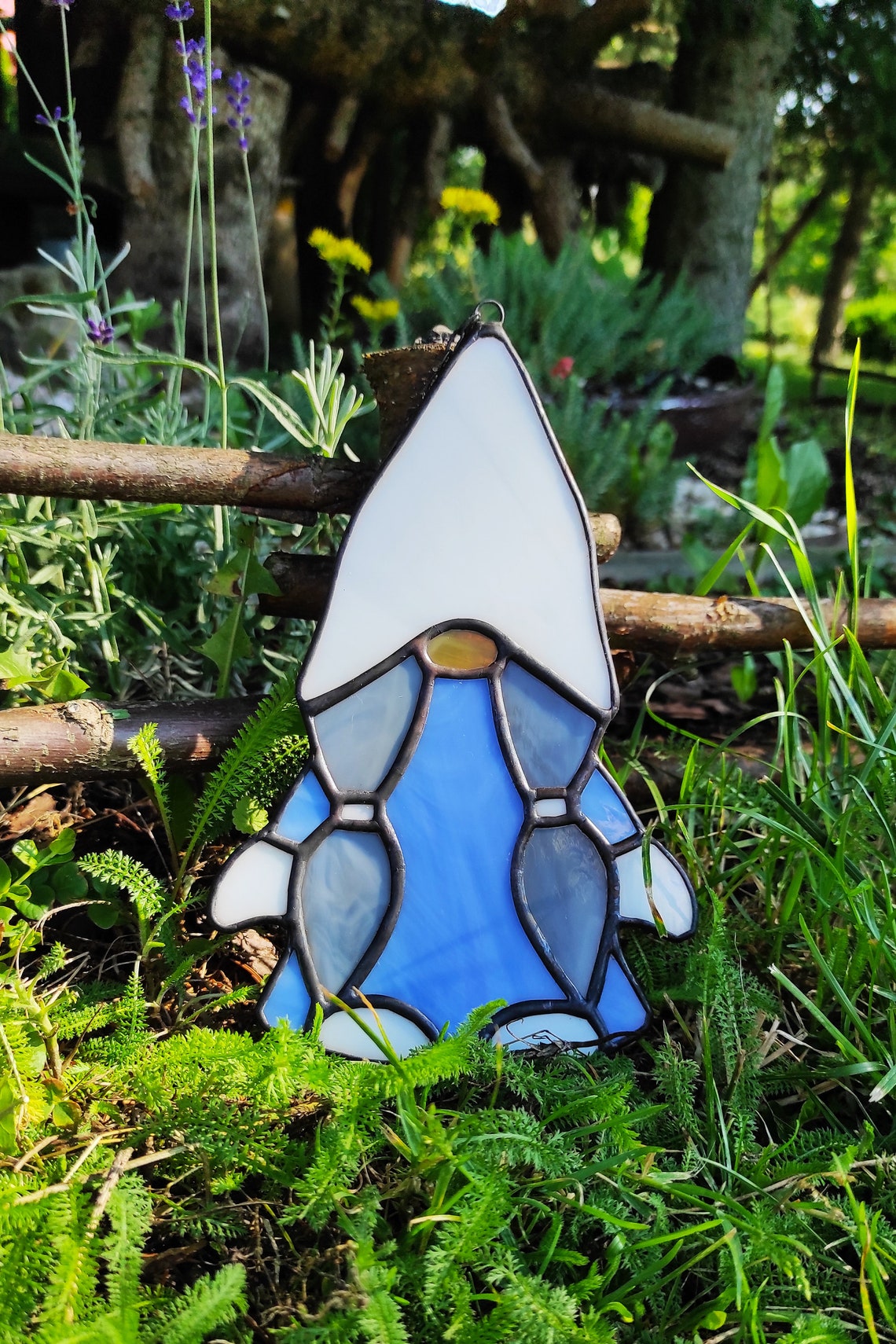 Stained Glass Gnome Girl Suncatcher. Window Ornament Gnomes Etsy