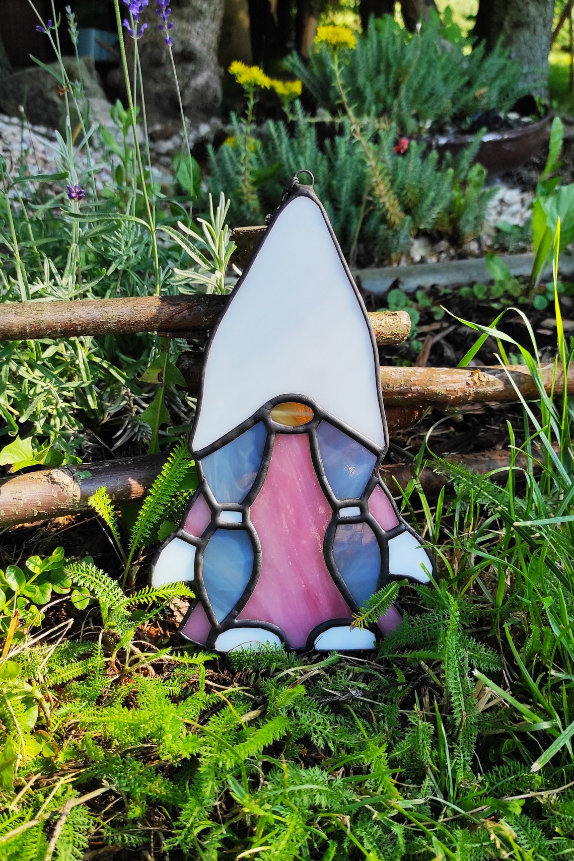 Stained Glass Gnome Girl Suncatcher. Window Ornament Gnomes Etsy