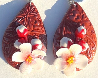 Cherry blossom earrings in polymer paste