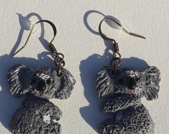 Koala earrings made of polymer paste