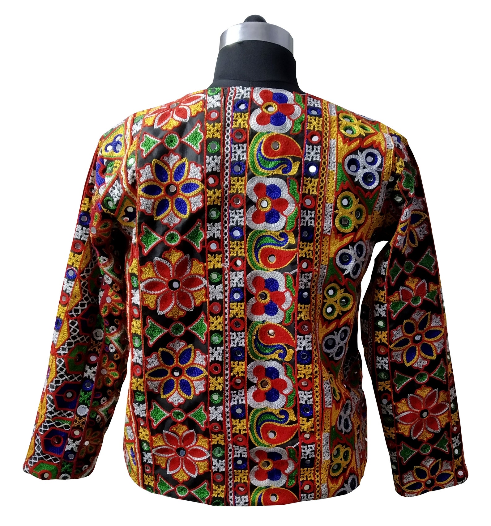 Jaipuri jacket indian Patchwork embroidery Real Mirror Afghani Etsy