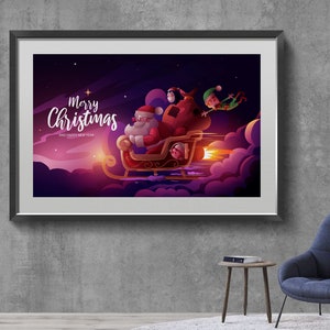 Santa Claus print, Santa print, Santa Claus poster, Merry Christmas art, Santa wall art, Christmas cozy decorations, Holiday Xmas wall art