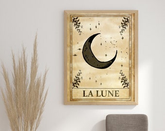 Luna art print, oracle cards art, tarot art prints, moon art decor, boho wall decor, wall art prints, wall hanging, spiritual rustic decor