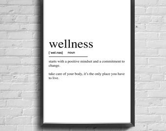 Wellness Definition Poster, Modern Minimalist Wall Art Print
