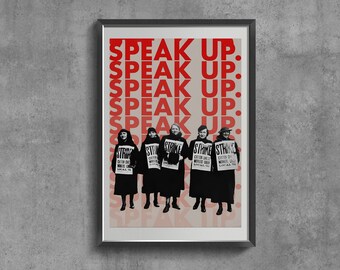 Women Unite Art Poster, Vintage Print, Feminist Gift, Speak Up Art