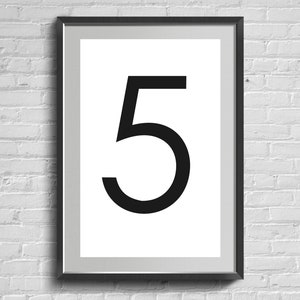 Number Five Sign Poster, Number 5 Scandinavian House Print, Bedroom Minimalist Art, Typography Living Room Art, Modern On Stretched Canvas.
