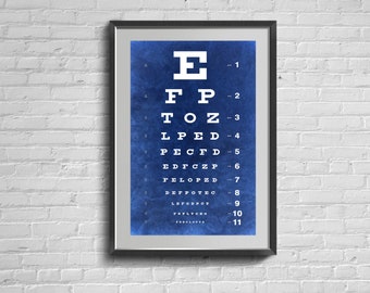 Snellen Eye Chart Art Print, poster optometrie typografie
