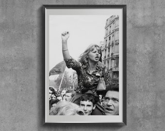 Retro Women Strong Art Print, Feminist Vintage black and white Poster, Swearing Gift