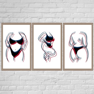 Body Positive Art Print, Female Figure Line Poster, Set Of 3 Minimalist Modern Wall Decor, Scandinavian Modern Home Picture