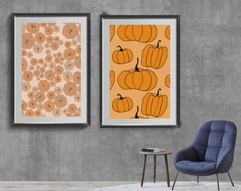 Halloween decor, pumpkin spice, boho style print, fall decoration, rustic fall decor, thanksgiving pumpkin decor, autumn wall art