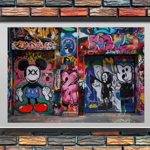 Pop Art Graffiti Square Canvas Art, Banksy Art, Love Graffiti, Street Graffiti Wall Art, Love Christmas Gift.