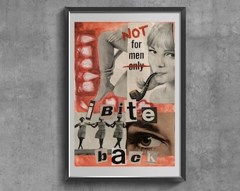 Feminist Art Print, Vintage Collage Poster, Women Unite Decor