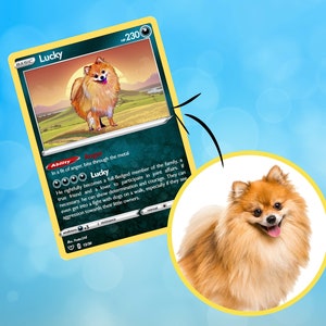 Pokecard numérique pour animaux de compagnie. Art mural anime pour elle et lui. Affiche de l'élément sombre. Cartes personnalisées PokePets. Amateurs de cadeaux et amoureux des animaux.