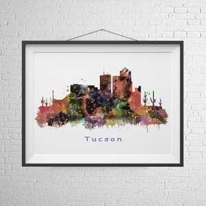 Tucson DC Travel Poster, America Travel City Skyline Wall Art, Modern Home Picture Print On Canvas.