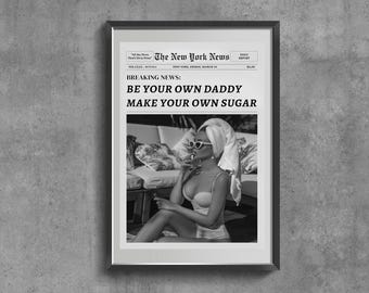 Póster de portada de revista vintage, lámina de arte feminista, imagen gráfica de mujer para decoración de pared.