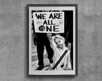 Vintage Feminist black and white Poster, Retro Art, Women Unite Art Print.