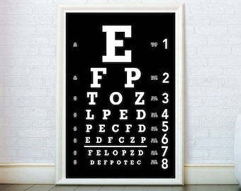 Snellen poster ooggrafiek, optometrie kunst aan de muur, medische print, grote grafische illustratie