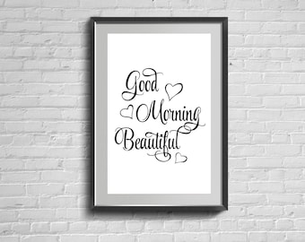 Good Morning Quote Art Print, Minimalist Motivational Decor