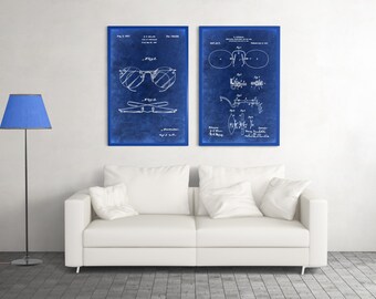 Vintage Patent Glasses And Eye Chart Poster, Snellen Pediatric Chart Print, Set Of 2 Optometrist Wall, Visual Acuity Eyechart