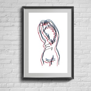 Body positive wall print, female figure line art poster, minimalist modern décor, Scandinavian home picture, feminist décor, bathroom poster