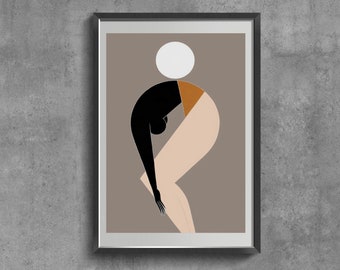 Lámina abstracta con dibujo del cuerpo de una mujer, póster feminista, arte gráfico "ámate a ti misma"