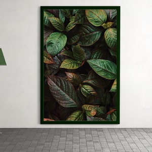 Green leaf print, plant poster, leaves printable wall art, botanical print, modern home picture