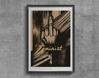 Lámina artística feminista con el dedo corazón, póster minimalista con palabrotas, regalo para mujer.