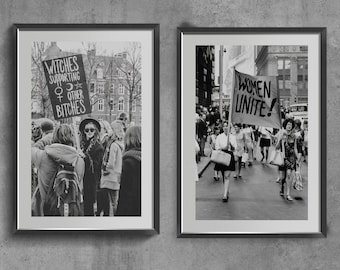 Set of 2 Vintage Retro Posters - Bold Feminist Wall Art with Humor - Unique Swearing Gift Decor.