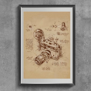 Patent Wall Art Poster. Technical Drawing Print. Vintage Camera Blueprint Decor. Firearm Invention Illustration.