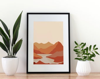 Abstract Mountain Landscape Canvas Print, Boho Home Decor, Nature Lover Gift Wall Art