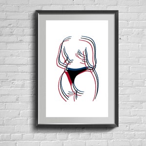 Female Figure Print, Minimalist Modern Illustration Decor, Body Positive Line Art Poster, Scandinavian Modern Home Wall Picture
