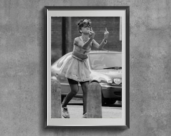 Retro Women Strong Art Print, Swearing Gift, Vintage Black and White Poster