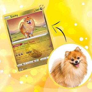 Cartes personnalisées PokePets. Affiche de l'élément dragon. Amateurs de cadeaux et amoureux des animaux. Pokecard numérique pour animaux de compagnie. Art mural anime pour elle et lui.