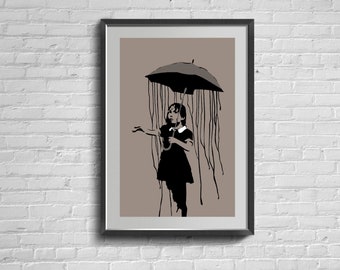 Umbrella Girl Print, Authentic Signed Poster, Street Dj Print, Living Room Decor