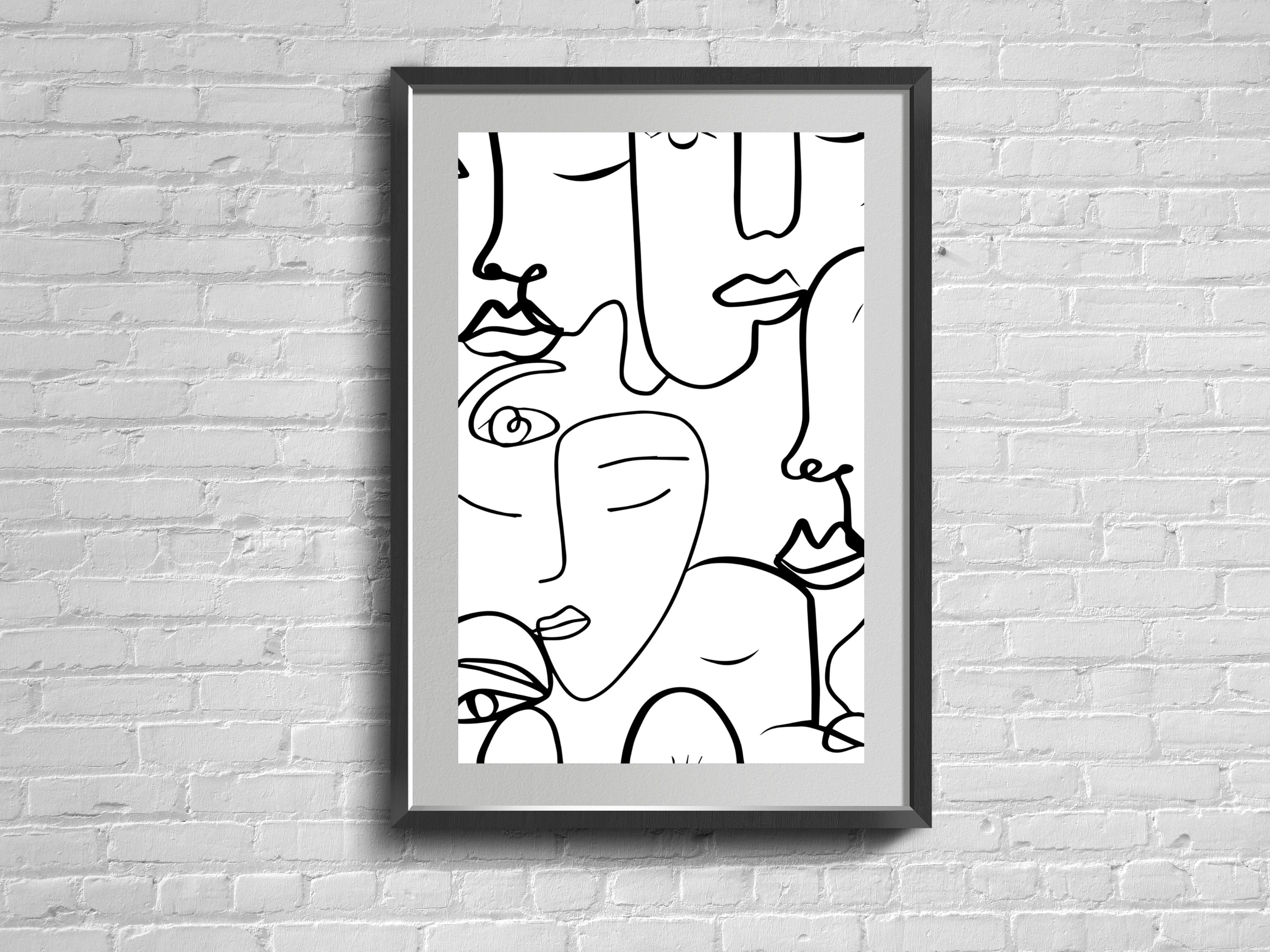 Minimalist One Line Face Art Print, Neutral Canvas Poster, Abstract ...
