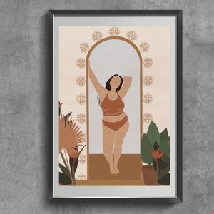 Boho Female Figure Print, Minimalist Modern Illustration Decor, Body Positive Line Art Poster, Scandinavian Modern Home Wall Picture