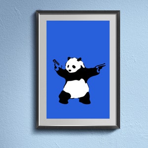 Panda Bear Print, Authentic Signed Poster, Street Dj Print. Living Room Decor