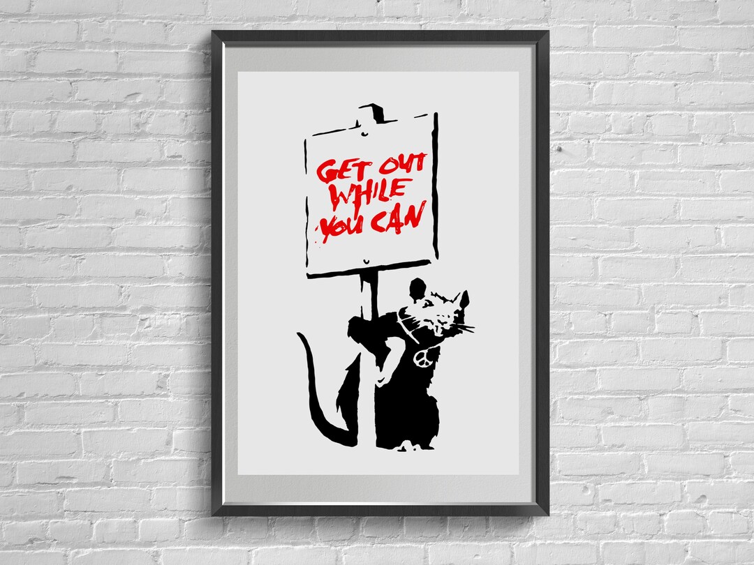 Banksy Rat Stripes Poster, Signed Street Art Print, Modern Wall